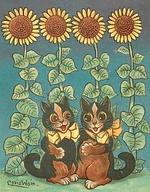 Two Cats Under Sunflowers