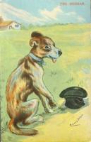 2187 - 1subject caption clothes_hat color_brown dog house meta_lowquality outdoors postcard profile realistic signature tongue_out