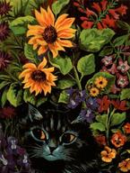Black Cat in Flowers
