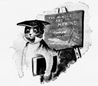 5015 - 1892 1subject black_and_white book book_cat-o-one-tail carrying cat cat_peter cat_tuxedo clothes_hat humanised meta_needscrop school