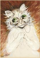 A White Cat Weating Lunette Spectacles