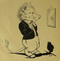 4480 - 1901 1subject black_and_white book book_the_dandy_lion caption clothes humanised lion meta_needscrop mirror