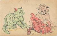 [2012-12-04] 37201980674 bunny realness, red and green moment_louis wain color in postcard - 01
