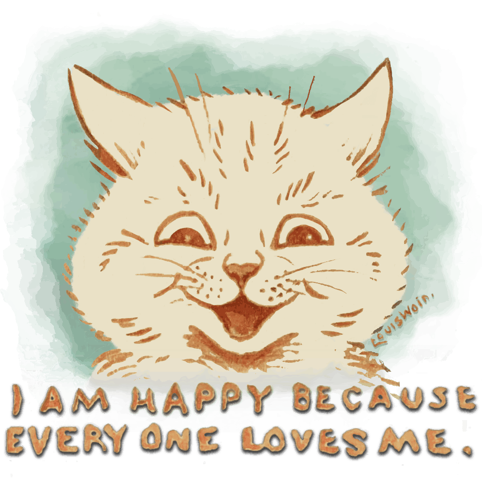 A happy Louis Wain cat, rumored to be his last artwork.