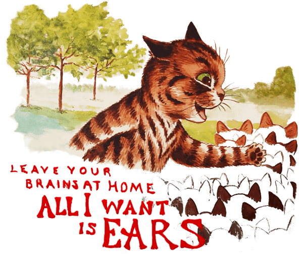 A Wain artwork in which a group of cats are illustrated as ears.