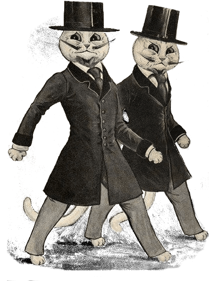 Two new york cats in suits and top hats